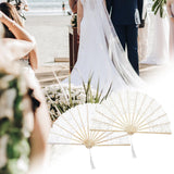 Maxbell Handheld Lace Fan Wedding Bride Fan for Stage Dancing Women Gifts White