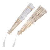 Maxbell Handheld Lace Fan Wedding Bride Fan for Stage Dancing Women Gifts White