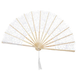 Maxbell Handheld Lace Fan Wedding Bride Fan for Stage Dancing Women Gifts White