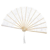 Maxbell Handheld Lace Fan Wedding Bride Fan for Stage Dancing Women Gifts White
