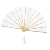 Maxbell Handheld Lace Fan Wedding Bride Fan for Stage Dancing Women Gifts White