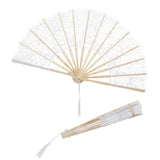 Maxbell Handheld Lace Fan Wedding Bride Fan for Stage Dancing Women Gifts White