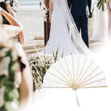 Maxbell Handheld Lace Fan Wedding Bride Fan for Stage Dancing Women Gifts White