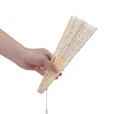 Maxbell Handheld Lace Fan Wedding Bride Fan for Stage Dancing Women Gifts Yellow