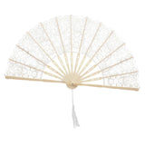 Maxbell Handheld Lace Fan Wedding Bride Fan for Stage Dancing Women Gifts Yellow