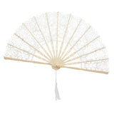 Maxbell Handheld Lace Fan Wedding Bride Fan for Stage Dancing Women Gifts Yellow