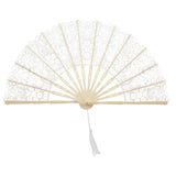 Maxbell Handheld Lace Fan Wedding Bride Fan for Stage Dancing Women Gifts Yellow