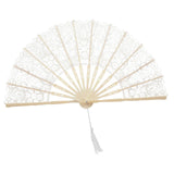Maxbell Handheld Lace Fan Wedding Bride Fan for Stage Dancing Women Gifts Yellow