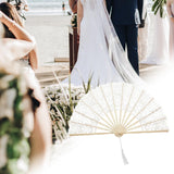 Maxbell Handheld Lace Fan Wedding Bride Fan for Stage Dancing Women Gifts Yellow