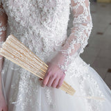 Maxbell Handheld Lace Fan Wedding Bride Fan for Stage Dancing Women Gifts Yellow