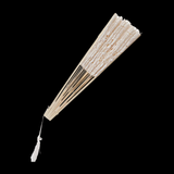 Maxbell Handheld Lace Fan Wedding Bride Fan for Stage Dancing Women Gifts Yellow