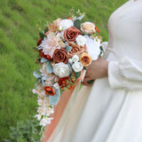 Maxbell Wedding Bride Bridal Bouquet Bride Hand Stick Flower for Anniversary Wedding