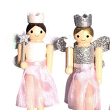 Maxbell 3 Pieces Christmas Decor Nutcracker Angel Figurine Traditional for Bedroom Silver+White