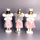 Maxbell 3 Pieces Christmas Decor Nutcracker Angel Figurine Traditional for Bedroom Silver+White