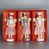 Maxbell 3 Pieces Christmas Decor Nutcracker Angel Figurine Traditional for Bedroom Silver+White