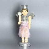 Maxbell 3 Pieces Christmas Decor Nutcracker Angel Figurine Traditional for Bedroom Silver+White