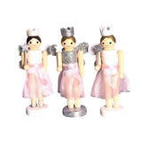 Maxbell 3 Pieces Christmas Decor Nutcracker Angel Figurine Traditional for Bedroom Silver+White