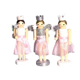 Maxbell 3 Pieces Christmas Decor Nutcracker Angel Figurine Traditional for Bedroom Silver+White