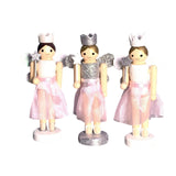 Maxbell 3 Pieces Christmas Decor Nutcracker Angel Figurine Traditional for Bedroom Silver+White