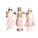 Maxbell 3 Pieces Christmas Decor Nutcracker Angel Figurine Traditional for Bedroom Silver+White
