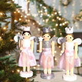 Maxbell 3 Pieces Christmas Decor Nutcracker Angel Figurine Traditional for Bedroom Silver+White