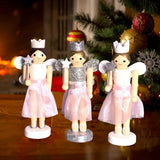 Maxbell 3 Pieces Christmas Decor Nutcracker Angel Figurine Traditional for Bedroom Silver+White