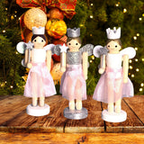 Maxbell 3 Pieces Christmas Decor Nutcracker Angel Figurine Traditional for Bedroom Silver+White