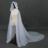 Maxbell Hooded Cloak Floor Length Soft Universal for Carnivals Wedding White