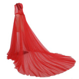 Maxbell Hooded Cloak Floor Length Soft Universal for Carnivals Wedding Red