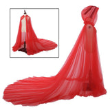Maxbell Hooded Cloak Floor Length Soft Universal for Carnivals Wedding Red