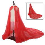 Maxbell Hooded Cloak Floor Length Soft Universal for Carnivals Wedding Red
