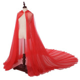 Maxbell Hooded Cloak Floor Length Soft Universal for Carnivals Wedding Red