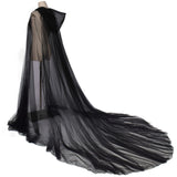 Maxbell Hooded Cloak Floor Length Soft Universal for Carnivals Wedding Black