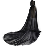 Maxbell Hooded Cloak Floor Length Soft Universal for Carnivals Wedding Black