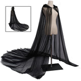 Maxbell Hooded Cloak Floor Length Soft Universal for Carnivals Wedding Black