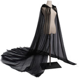 Maxbell Hooded Cloak Floor Length Soft Universal for Carnivals Wedding Black
