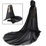 Maxbell Hooded Cloak Floor Length Soft Universal for Carnivals Wedding Black