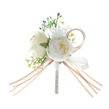 Maxbell Wedding Boutonniere Wedding Bridal Bouquet Wedding Flower for Ceremony Decor White