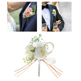 Maxbell Wedding Boutonniere Wedding Bridal Bouquet Wedding Flower for Ceremony Decor White