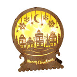 Maxbell Christmas Luminous Wooden House Creative Decorative for Home Style D