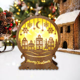 Maxbell Christmas Luminous Wooden House Creative Decorative for Home Style D
