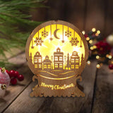 Maxbell Christmas Luminous Wooden House Creative Decorative for Home Style D