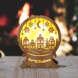 Maxbell Christmas Luminous Wooden House Creative Decorative for Home Style D
