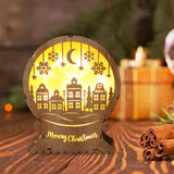 Maxbell Christmas Luminous Wooden House Creative Decorative for Home Style D
