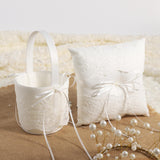 Maxbell Wedding Ring Pillow Basket White Romantic Soft for Ceremony Flower Girls