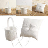 Maxbell Wedding Ring Pillow Basket White Romantic Soft for Ceremony Flower Girls