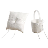 Maxbell Wedding Ring Pillow Basket White Romantic Soft for Ceremony Flower Girls
