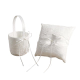Maxbell Wedding Ring Pillow Basket White Romantic Soft for Ceremony Flower Girls
