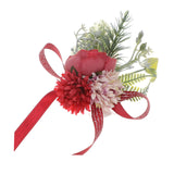 Maxbell Wrist Corsage Bracelet Silk Rose Hand Artificial Flowers for Ceremony Prom Red