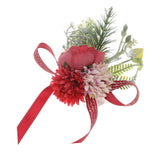 Maxbell Wrist Corsage Bracelet Silk Rose Hand Artificial Flowers for Ceremony Prom Red